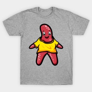 Cute Anthropomorphic Human-like Cartoon Character Starfish in Clothes T-Shirt